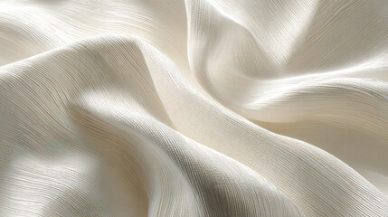 Poster - Elegant Off-White Fabric Capturing Soft Waves in Gentle Daylight for a Serene and Calming Atmosphere