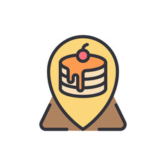 Poster - Pancakes Stack In Location Pinpoint Vector Icon Design Isolated