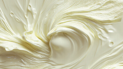 Poster - Smooth and Creamy Melted Wax Texture on Soft White Background Creating Warm Visual Chaos