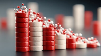 Poster - collection of colorful pills representing market fluctuations and economic stability in financial sy
