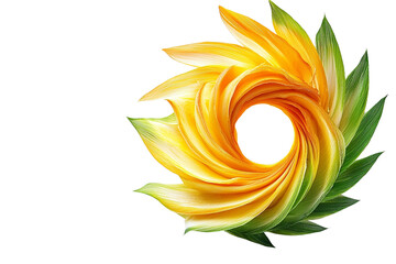 Poster - Yellow and green flower petals arranged in spiral pattern with bright and fresh look