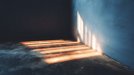 Poster - Clean Dark Gradient Studio Corner with Shadowed Light Effect on the Floor and Wall for Background or Studio Use