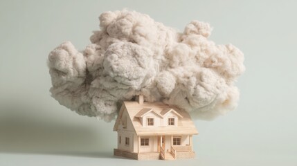 Poster - Conceptual icon of blockchain-enabled property ownership cloud system showcasing secure management of digital assets