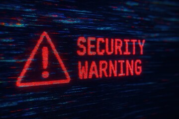 Poster - Red Security Warning Notification on Glitchy Background in Digital Environment
