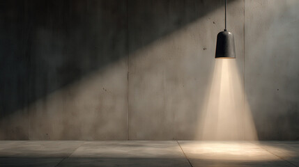 Poster - Vertical Light Beam Over Matte Taupe Wall Creating Chaos in Modern Interior Space