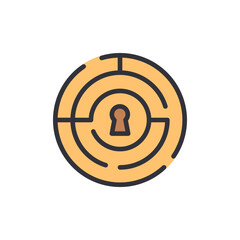 Poster - Golden Labyrinth With A Keyhole Symbolizing Problem Solving Concept
