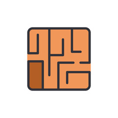 Poster - Square Maze With Winding Path And Round Edges Isolated On Transparency
