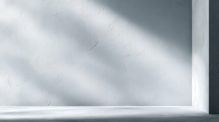 Poster - Minimalist White Seamless Wall with Subtle Floor Shadows Ideal for Backgrounds and Presentations