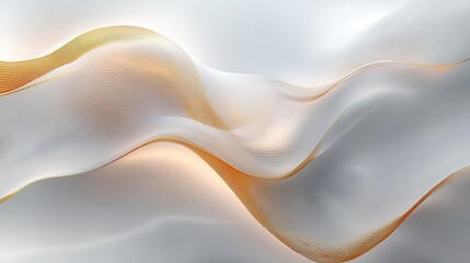 Poster - Abstract white waves with gold lines for subtle elegance. Ideal for backgrounds, website headers, or design elements.