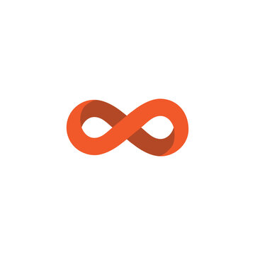 Infinity bright abstract vector logotype. Universal 3D eight ring symbol design, no limits.