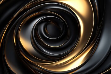 Poster - Abstract swirl of black and gold creates a hypnotizing, modern design. Use as background, texture or stylish detail for graphic projects.