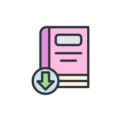 Poster - Digital Reading Illustrated Icon With Download Arrow For Ebooks