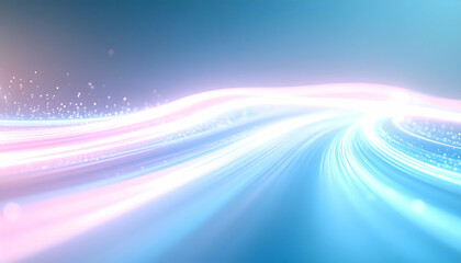 Poster - Abstract Futuristic Background with Pink and Blue Glowing Neon Waves