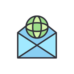 Poster - Global Communication Depicted As A Globe Emerging From An Envelope