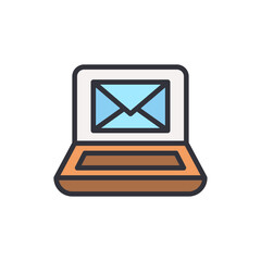 Poster - Laptop Displaying An Email Icon Promoting Modern Digital Communication