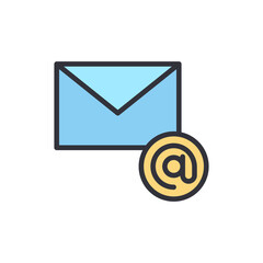 Poster - Stylized Email Message With At Sign Communication Media Symbol