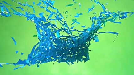Poster - Abstract Blue Splash: A mesmerizing abstract composition with dynamic blue shapes emerging from a vibrant green backdrop, creating a sense of energy and transformation.