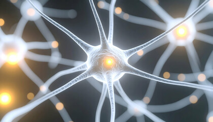 Aufkleber - Close-up of Glowing Neuron and Synapse Network