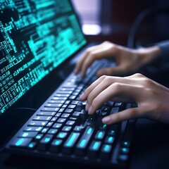 Coder Typing Code on PC.
