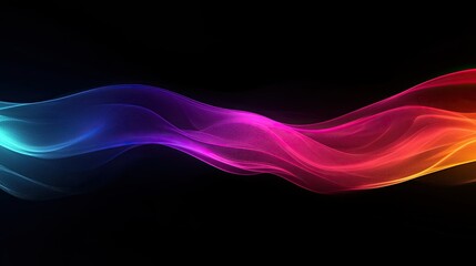 Poster - Abstract colorful wave flowing across a black background with a smooth gradient effect design art