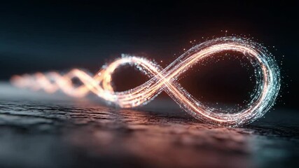 Poster - Infinity Symbol Abstract: A captivating abstract composition features a luminous infinity symbol, crafted from a flowing stream of light and energy, suggesting boundlessness and continuity.