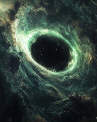 vibrant green nebula and black hole in deep space space black hole nebula universe cosmos astronomy 