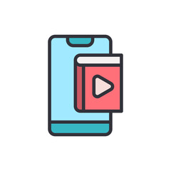 Poster - Illustration Of Online Learning With Phone And Book With Play Button