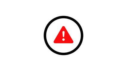 Fototapete - Red triangle exclamation mark sign inside a black circle on white background illustrates warning concept caution and risk