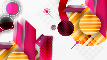 Aufkleber - Abstract geometric composition. Bright colors, shapes overlap creating dynamic visual effect. Modern design elements present.