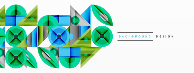 Leinwandbilder - Abstract geometric pattern. Blue, green shapes overlap creating modern visual texture. Minimalist design suitable for backgrounds.