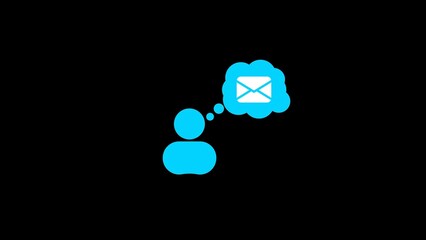 Poster - A person's thought bubble displays an email envelope symbolizing communication and messaging for digital connection