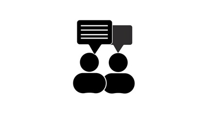 Poster - Simple vector representation of two individuals having a conversation with speech bubbles illustrating communication dialogue and exchange of ideas