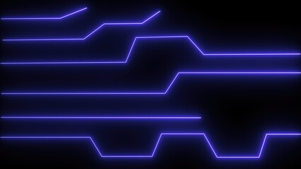 Poster - Futuristic digital abstract with glowing neon lines on a dark background representing technological advancement and innovation in the modern age.