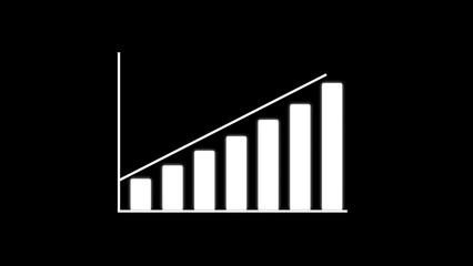 Poster - Simple white chart illustrating growth and progression on a black background suitable for business and financial visualizations