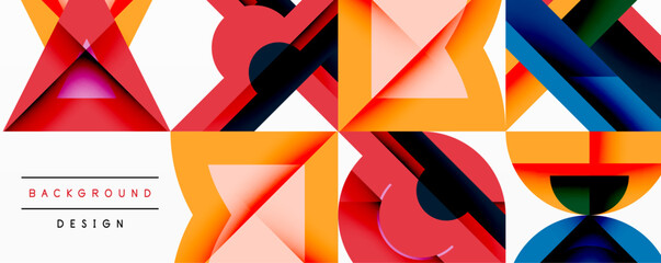 Leinwandbilder - Abstract geometric pattern. Vibrant colors intersect, creating dynamic visual texture. Modern design elements present bold shapes.