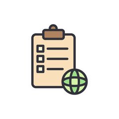 Poster - Global Task Management And Coordination Clipboard With Planet Icon