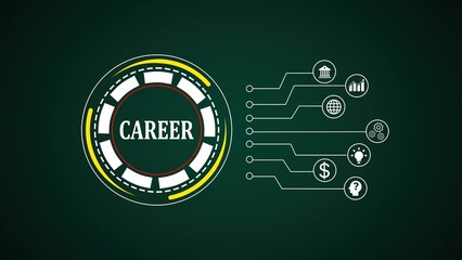 Poster - Modern infographic representing career progression featuring conceptual icons and elements for employment strategy and future planning in the digital age.
