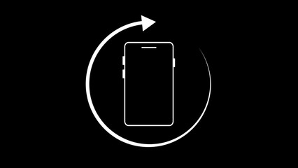 Poster - Conceptual graphic of smartphone rotation or screen orientation featuring a circular arrow symbol over a black background illustrating a device function