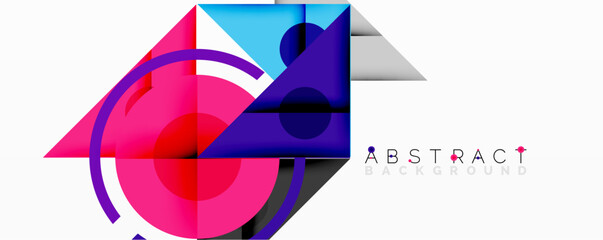 Leinwandbilder - Bright geometric shapes overlap. Pink, blue, purple hues create modern design. Gradient fills add depth, visual interest.