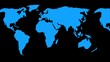 © Maka - A simplified blue silhouette world map depicting the continents against a black background ideal for global concepts