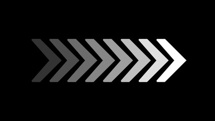 Poster - Gradient arrow sequence pointing right on a black background for concepts of progression direction or movement in digital design.