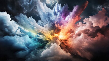 Poster - Colorful explosion of clouds in the sky nature art abstract environment dynamic viewpoint