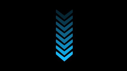 Poster - Abstract blue arrow graphic pointing downwards against a black background representing direction progress and design element.