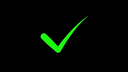 Poster - Bright green checkmark sign on a black background represents confirmation and approval suitable for web design and communication.