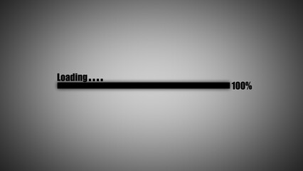 Fototapete - Minimalist loading screen design concept with 100 percent completion displayed on a grayscale gradient background for various digital applications