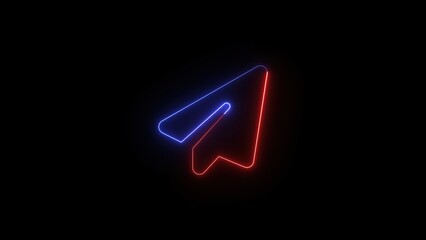 Aufkleber - Elegant telegram messenger logo design with vibrant red and blue neon light on a stark black backdrop represents a modern and stylish messaging app icon