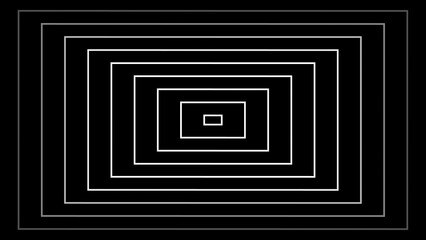 Poster - Abstract geometric design featuring concentric square frames with a minimalist monochrome style on a black background suitable for various creative applications