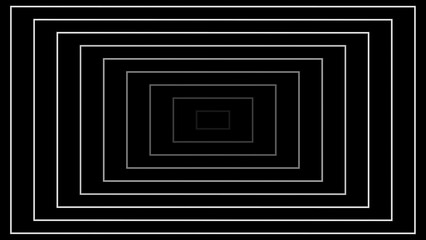 Poster - Black and white abstract illustration featuring nested rectangular shapes creating a tunnel effect with perspective and depth perfect for backgrounds.