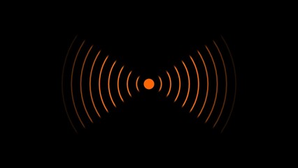 Poster - A stylized digital illustration featuring a wireless signal symbol emitting from a central point with concentric waves representing network connectivity in a dark environment.