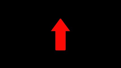 Poster - Bold red arrow pointing up against a black background represents direction guidance and positive forward movement